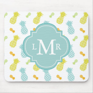 Mit Monogramm buntes Ananas-Muster Mousepad