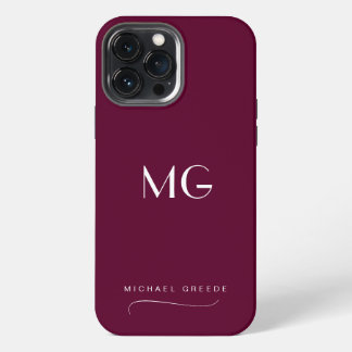 Mit Monogramm Burgund Minimalistisch mit Namen iPhone 13 Pro Max Hülle