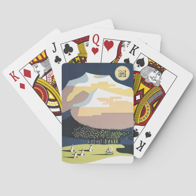 Mit Monogramm Camp in der Bergillustration Spielkarten (Rückseite)