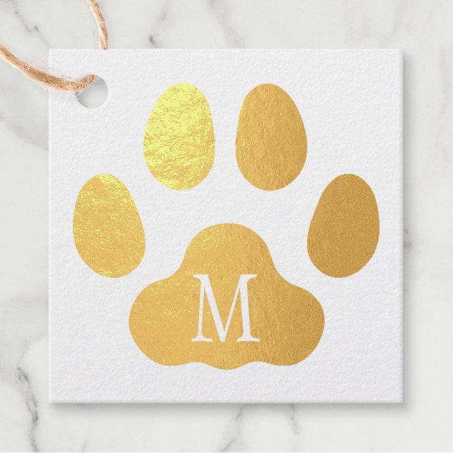 Mit Monogramm Cat Paw-benutzerdefinierte Meldung Geschenkanhänger (Vorderseite)
