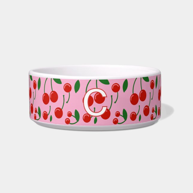 Mit Monogramm Cherries Dog Bowl Napf (Vorderseite)