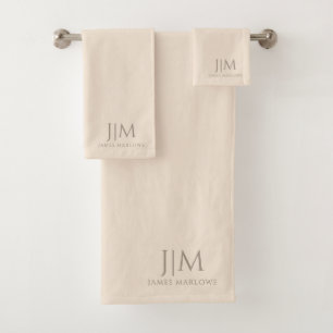 Mit Monogramm Chic Beige Badhandtuch Set