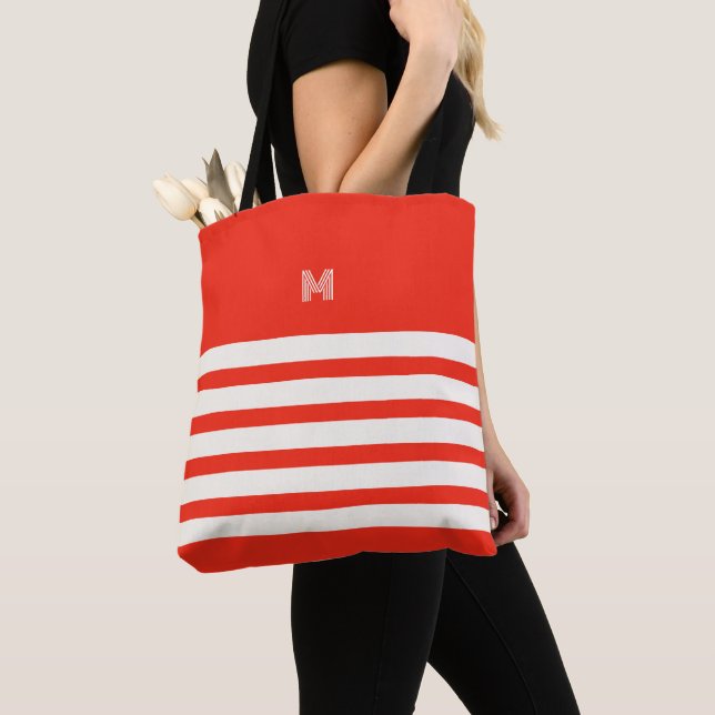 Mit Monogramm | Chic Stripes Cherry Tote Bag (Von Nahem)