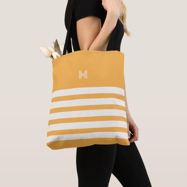 Mit Monogramm | Chic Stripes Gold Totbeutel (Von Nahem)