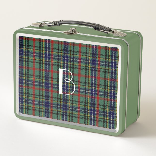 Mit Monogramm Clan Bisset Kariert  Metall Brotdose (Vorderseite)