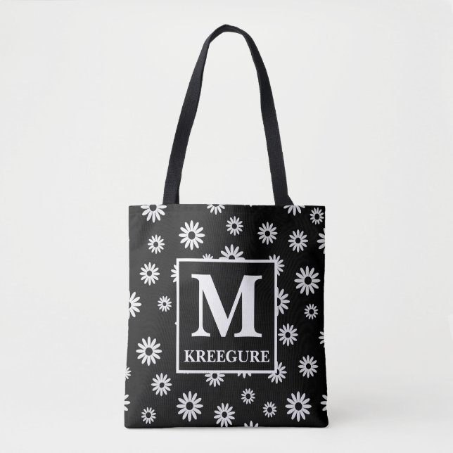 Mit Monogramm Classic Serif BW Daisies (Vorderseite)