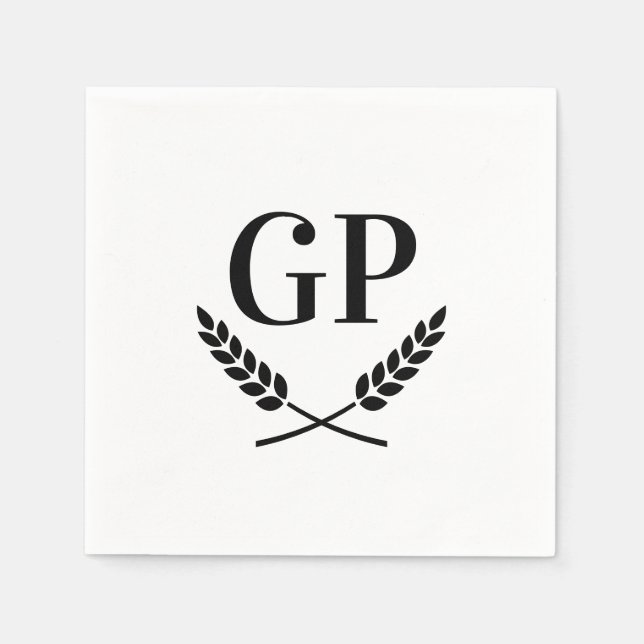 Mit Monogramm Cocktail-Servietten mit Kaminlogo Serviette (Vorderseite)