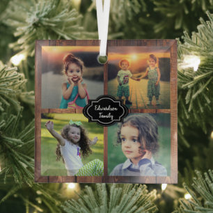 Mit Monogramm Collage des Fotos Ornament Aus Glas