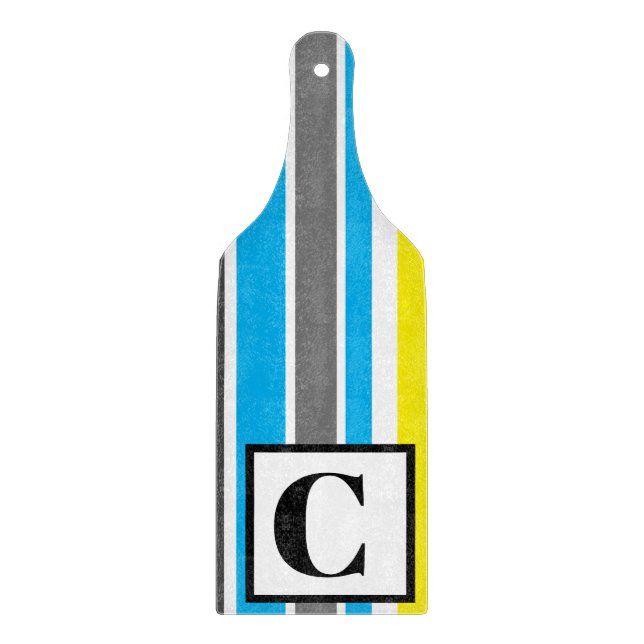 Mit Monogramm Coole Farbstreifen Schaufelglas Schneidebrett (Vorderseite)