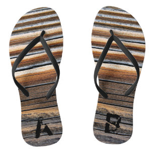 Mit Monogramm COOLES Holzkörnmuster Flip Flops