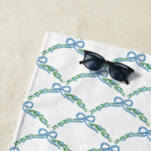 Mit Monogramm Coquette Blue Bow Strandtuch