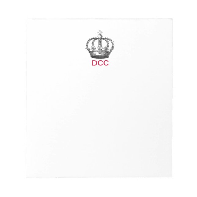 Mit Monogramm Corona Note Pad Notizblock (Vorderseite)