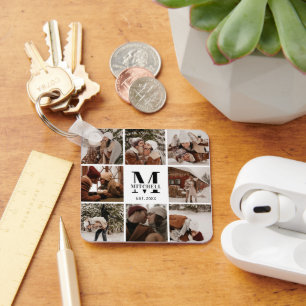 Mit Monogramm Couple-FotoCollage   Monogramm-Gesch Schlüsselanhänger