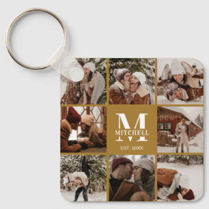 Mit Monogramm Couple-FotoCollage Monogramm-Gesch Schlüsselanhänger