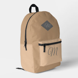 Mit Monogramm Creme/Tan mit zwei Tonarten Bedruckter Rucksack