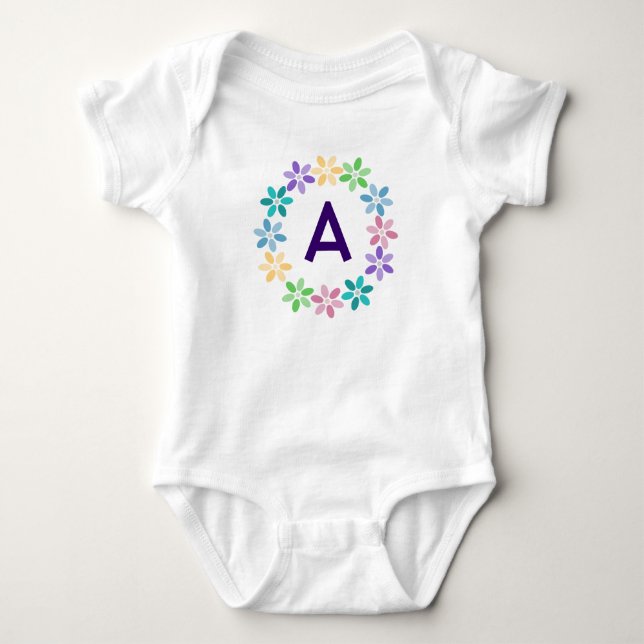 Mit Monogramm Daisy Circlet Baby Strampler (Vorderseite)