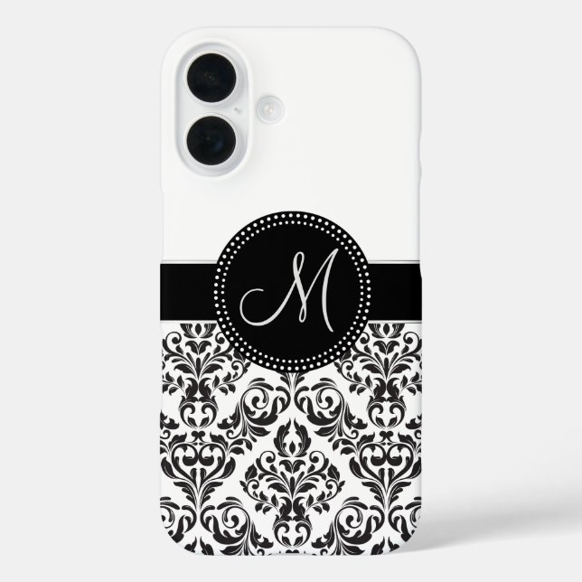 Mit Monogramm Damask Case-Mate iPhone Hülle (Rückseite)