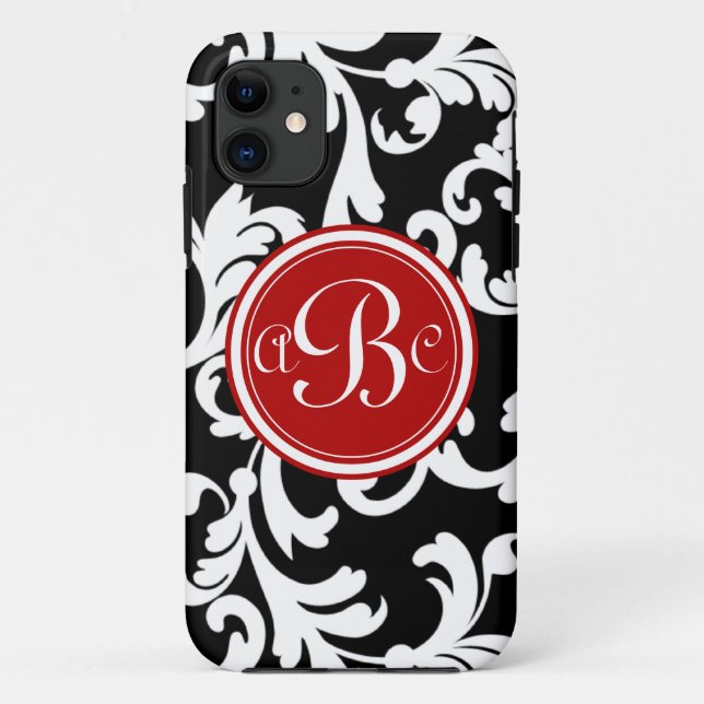 Mit Monogramm Damast "B" im Rot und im Schwarzen Case-Mate iPhone Hülle (Rückseite)