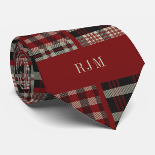 Mit Monogramm Deep Red Tartan Kariert Krawatte