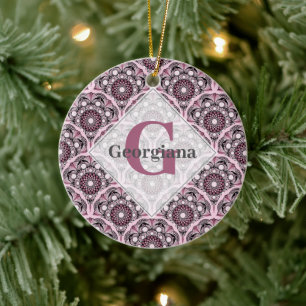 Mit Monogramm Deko Dusky Rose Cherry Blossom Manda Keramik Ornament