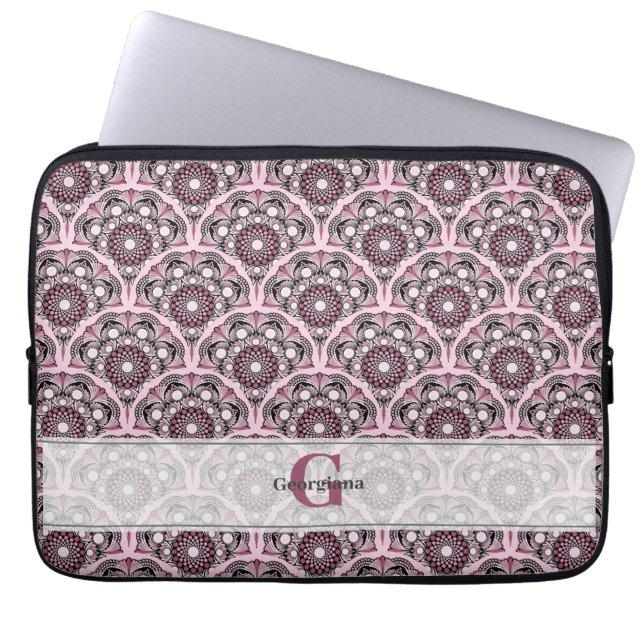 Mit Monogramm Deko Dusky Rose Cherry Blossom Manda Laptopschutzhülle (Vorderseite)
