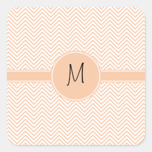 Mit Monogramm Delicate Trendy Orange Zickzack Quadratischer Aufkleber