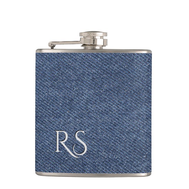 Mit Monogramm Denim Look Flachmann (Vorderseite)