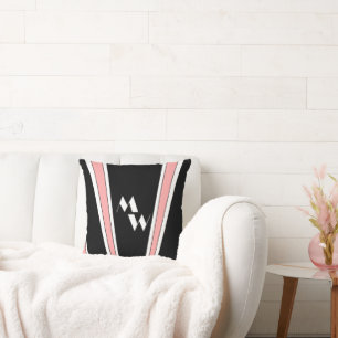 Mit Monogramm Design in Schwarz und Rosa Kissen