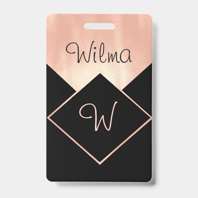 Mit Monogramm Diamant-Logo-metallisches weibliches Ausweis (Vorderseite)