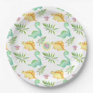 Mit Monogramm Dinosaur Geburtstagsparty Pappteller