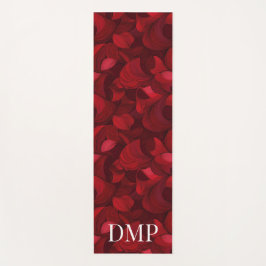 Mit Monogramm dunkelrotes Abstraktes Leaf-Muster Yogamatte