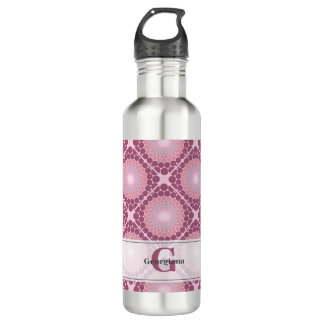 Mit Monogramm Dusky-Rose Dot Mandala geteert Edelstahlflasche