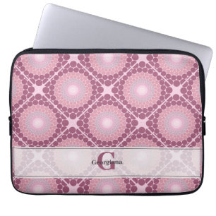 Mit Monogramm Dusky-Rose Dot Mandala geteert Laptopschutzhülle