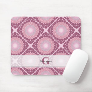 Mit Monogramm Dusky-Rose Dot Mandala geteert Mousepad