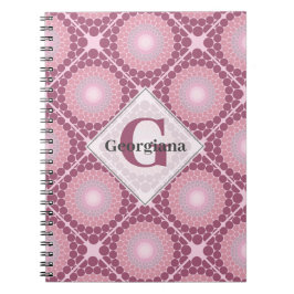 Mit Monogramm Dusky-Rose Dot Mandala geteert Notizblock