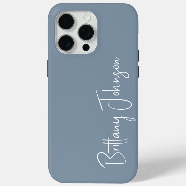 Mit Monogramm Dusty Blue Case-Mate iPhone Hülle (Rückseite)