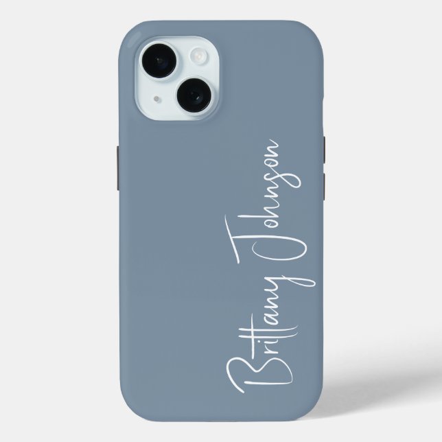 Mit Monogramm Dusty Blue Case-Mate iPhone Hülle (Rückseite)