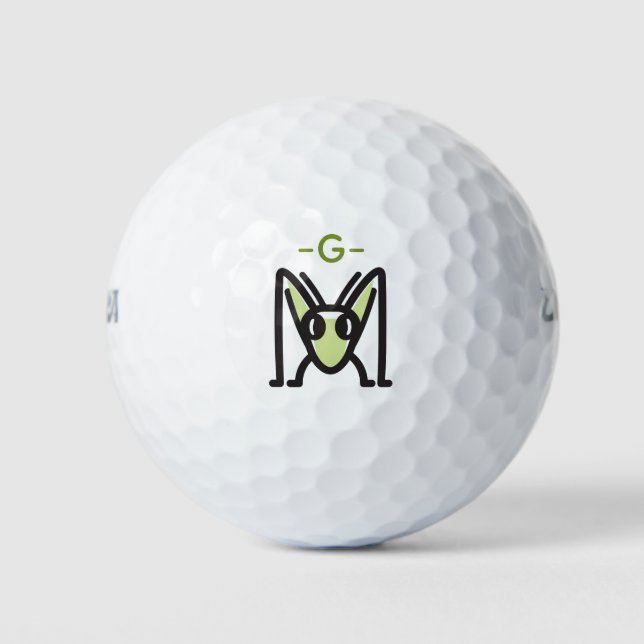 Mit Monogramm Edgy Grasshopper Icon Frontansicht Golfball (Vorderseite)