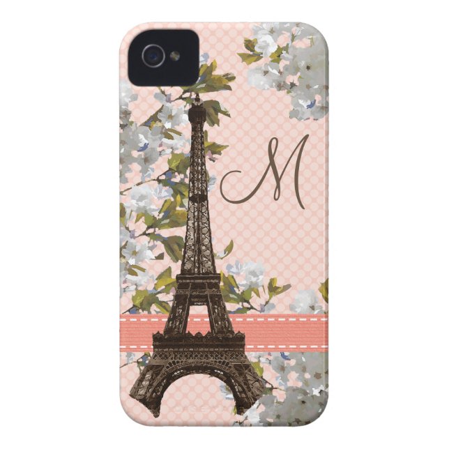 Mit Monogramm Eiffel-Turm iPhone 4 Case-Mate kaum Hülle (Rückseite)