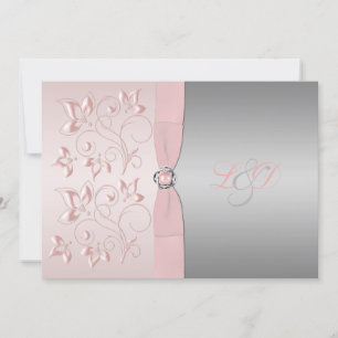 Mit Monogramm Einladung in Rosa und Silber