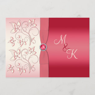 Mit Monogramm Einladung von Watermelon Pink und El