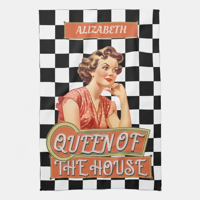 Mit Monogramm, einzigartige Retro-Kunst Geschirrtuch (Vertikal)