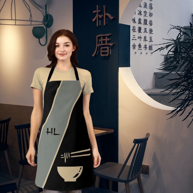 Mit Monogramm, einzigartige schwarzasiatische Schü Schürze (Von Creator hochgeladen)