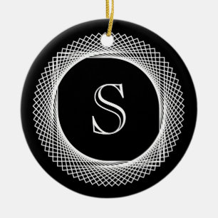 Mit Monogramm Elegant Schwarz/Weiß Keramik Ornament