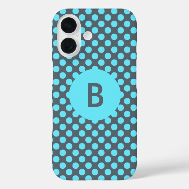 Mit Monogramm Elegant Türkis Polka Dot Case-Mate iPhone Hülle (Rückseite)