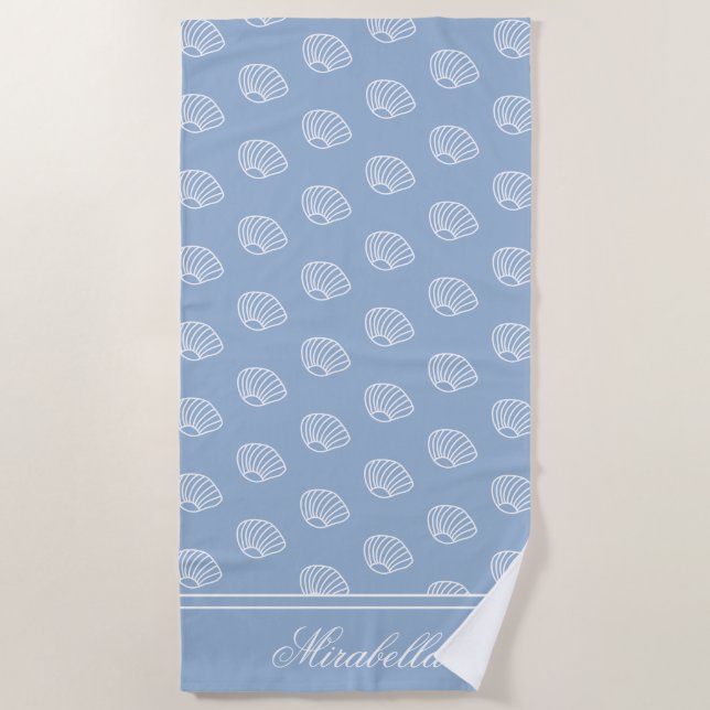 Mit Monogramm elegante helle blaue Küste Strandtuch (Vorderseite)
