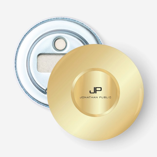 Mit Monogramm elegante Imitat Gold Moderne, maßges Flaschenöffner (Vorderseite)