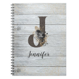 Mit Monogramm Elegante Moderne Goth Black Rose J Notizblock