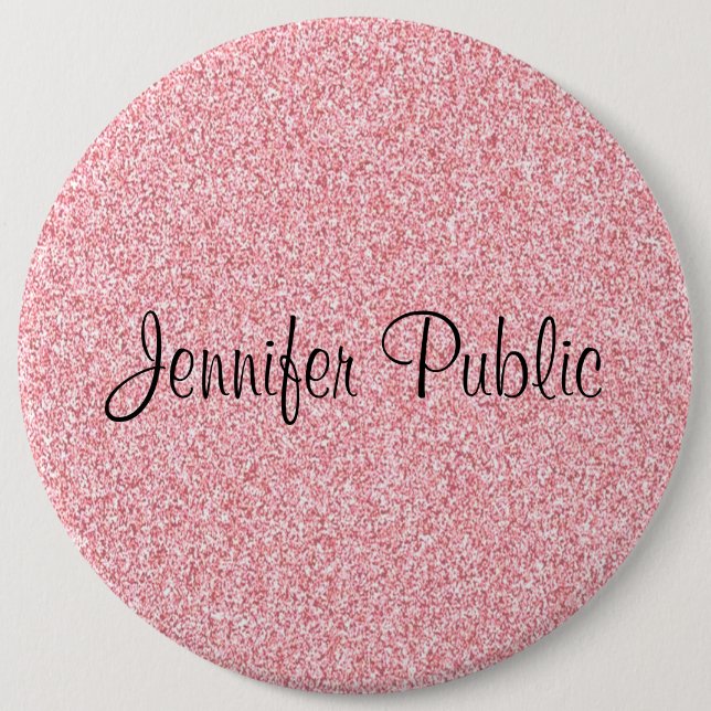 Mit Monogramm elegante Rose Gold Glitzer Look Tren Button (Vorderseite)