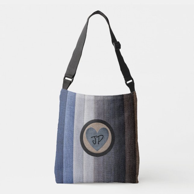 Mit Monogramm Eleganter Blue Tone Tote Bag mit Her Tragetaschen Mit Langen Trägern (Vorderseite)
